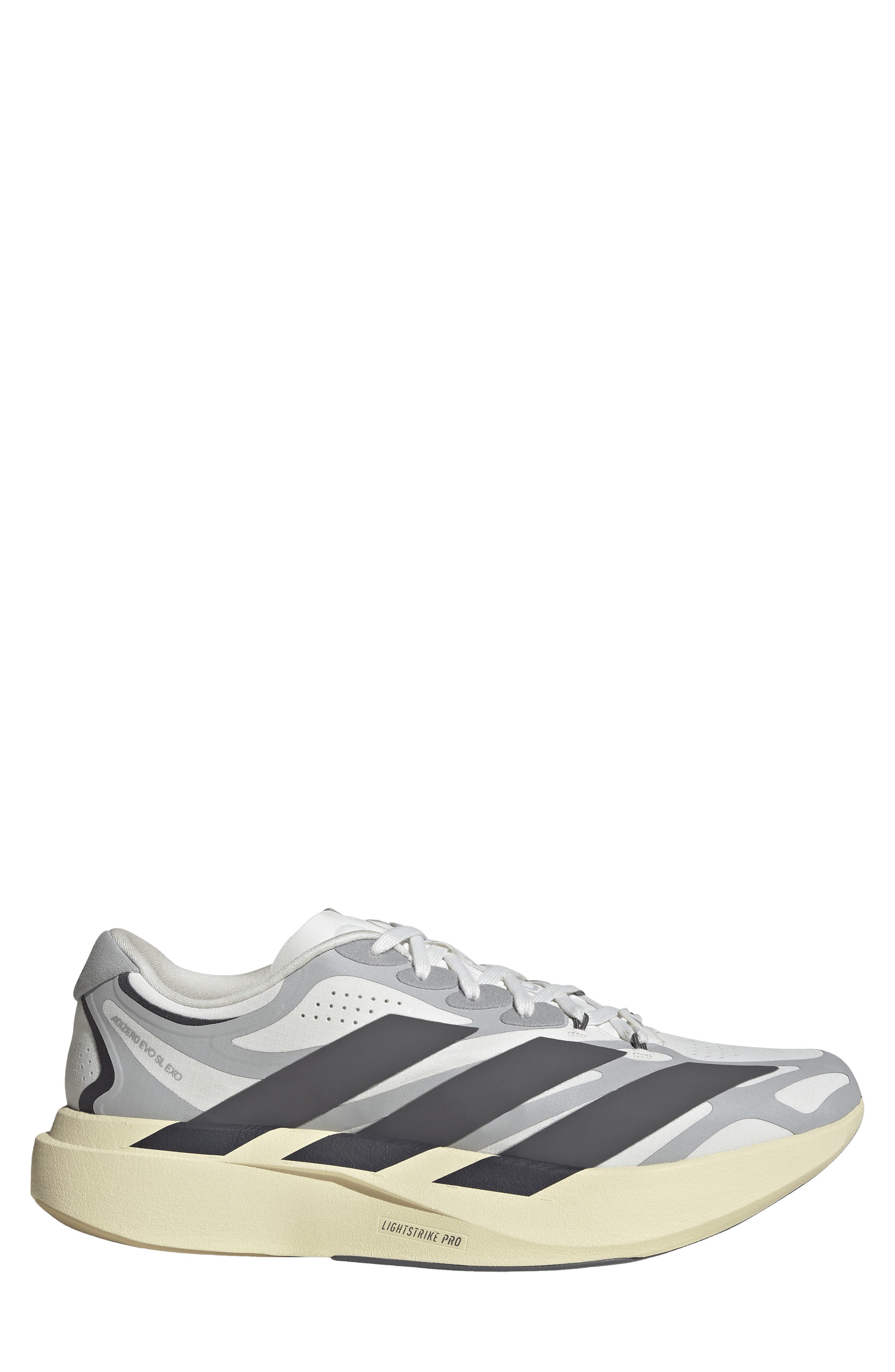 adidas Adizero Evo SL EXO Running Shoe, Alternate, color, White/ Utility Black/ Grey