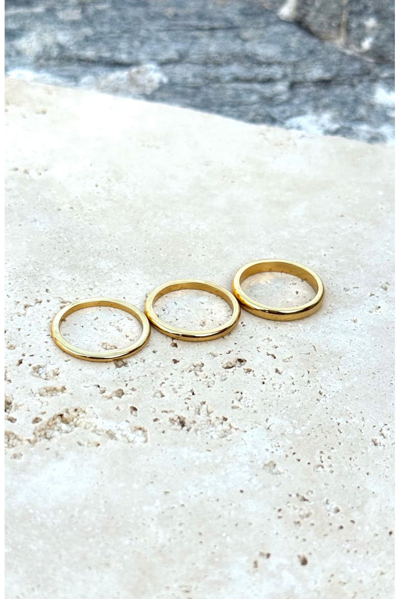 Set of 3 Stackable Band Rings, Alternate, color, GOLD