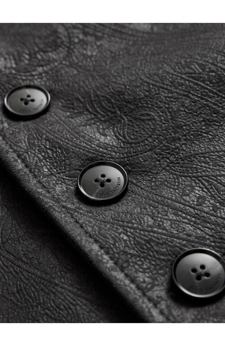 John Varvatos Woodward Tooled Paisley Goat Suede Jacket, Alternate, color, Charcoal