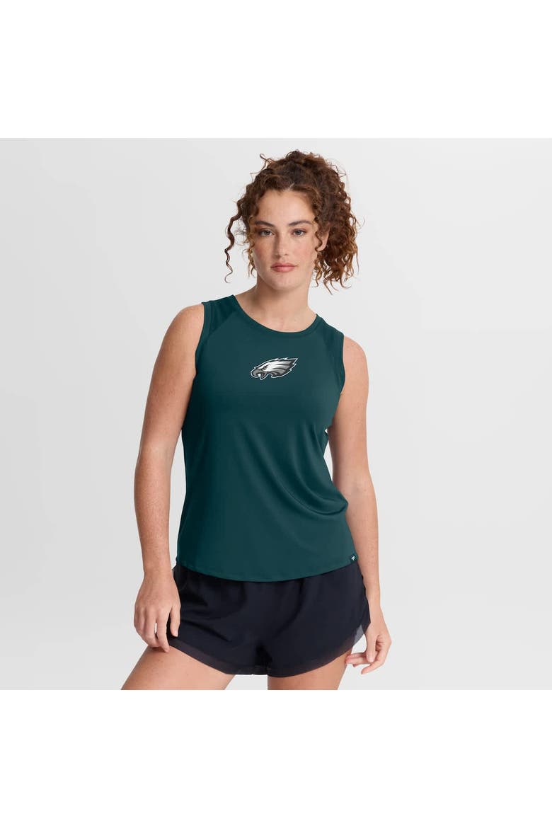 Women's Fanatics Green Philadelphia Eagles Draped Mesh Back Performance​ Tank Top, Main, color, Green