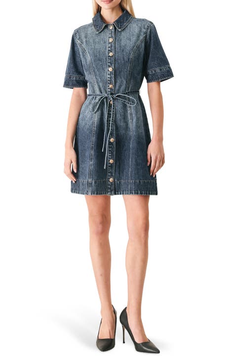 Short Sleeve Denim Minidress