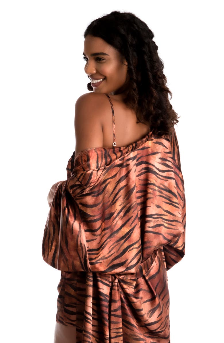 Midnight Bakery Tiger Print Satin Wrap, Alternate, color,