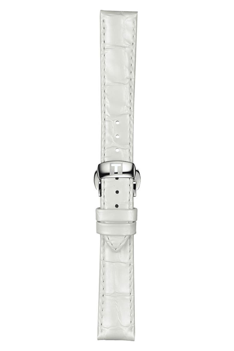 16mm White Croc Embossed Leather Watchband, Main, color, WHITE