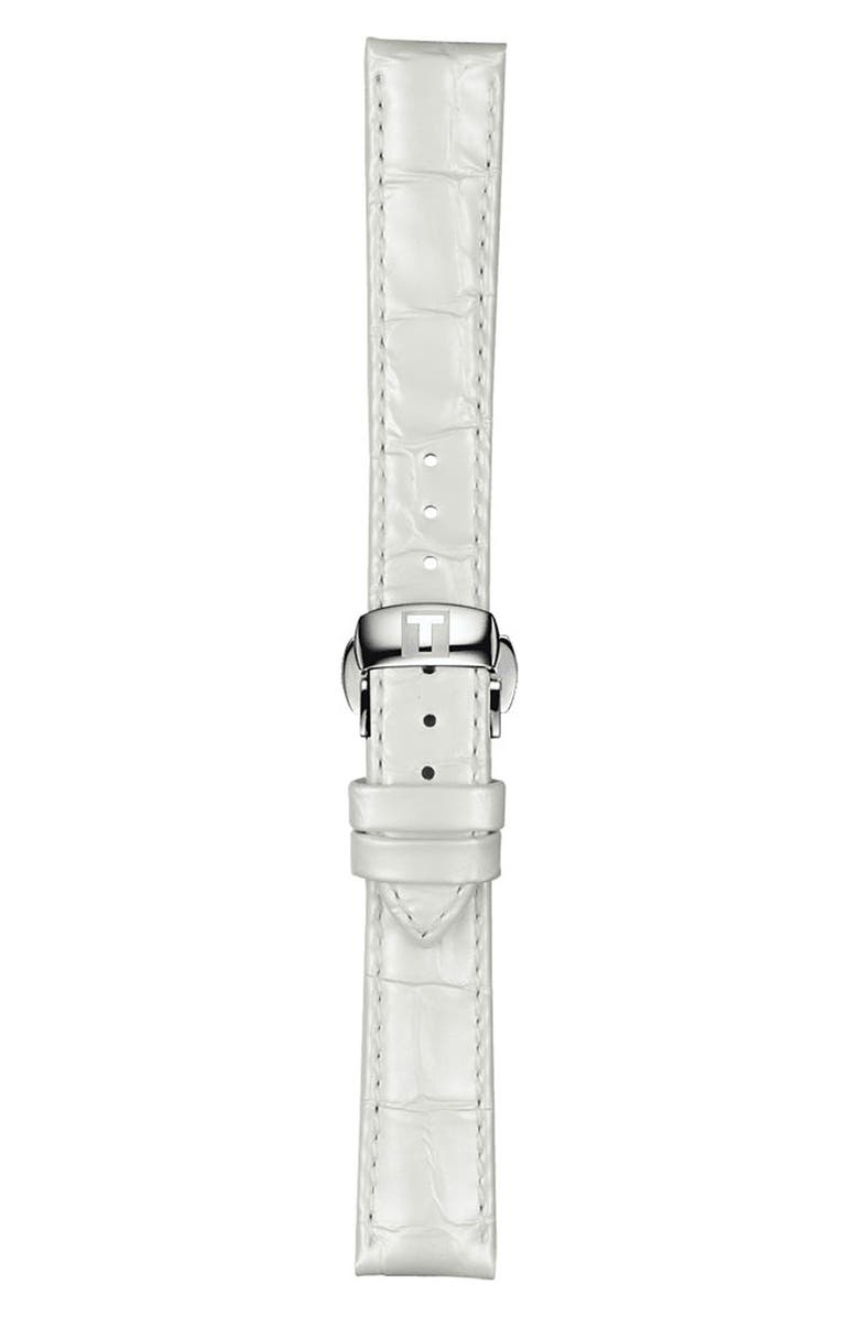 Tissot 16mm White Croc Embossed Leather Watchband, Main, color, White