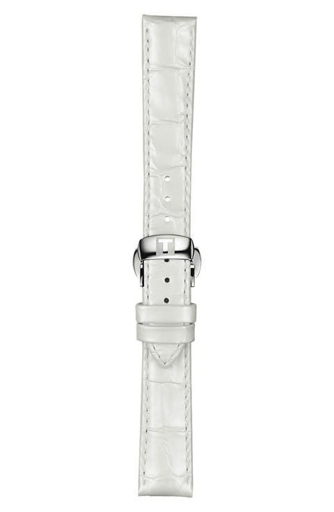 16mm White Croc Embossed Leather Watchband