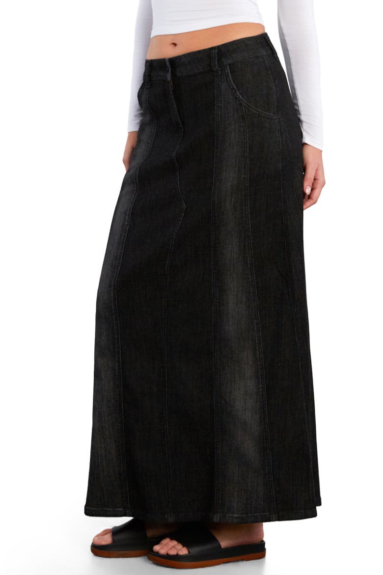 Road Trip Denim Maxi Skirt, Alternate, color, MIXED BLACK