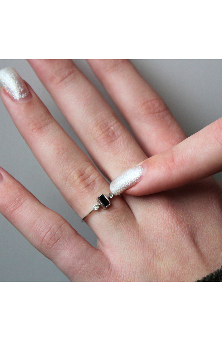 LuvMyJewelry Emerald Cut Sapphire & Diamond Birthstone Ring in 14K Gold, Alternate, color, 