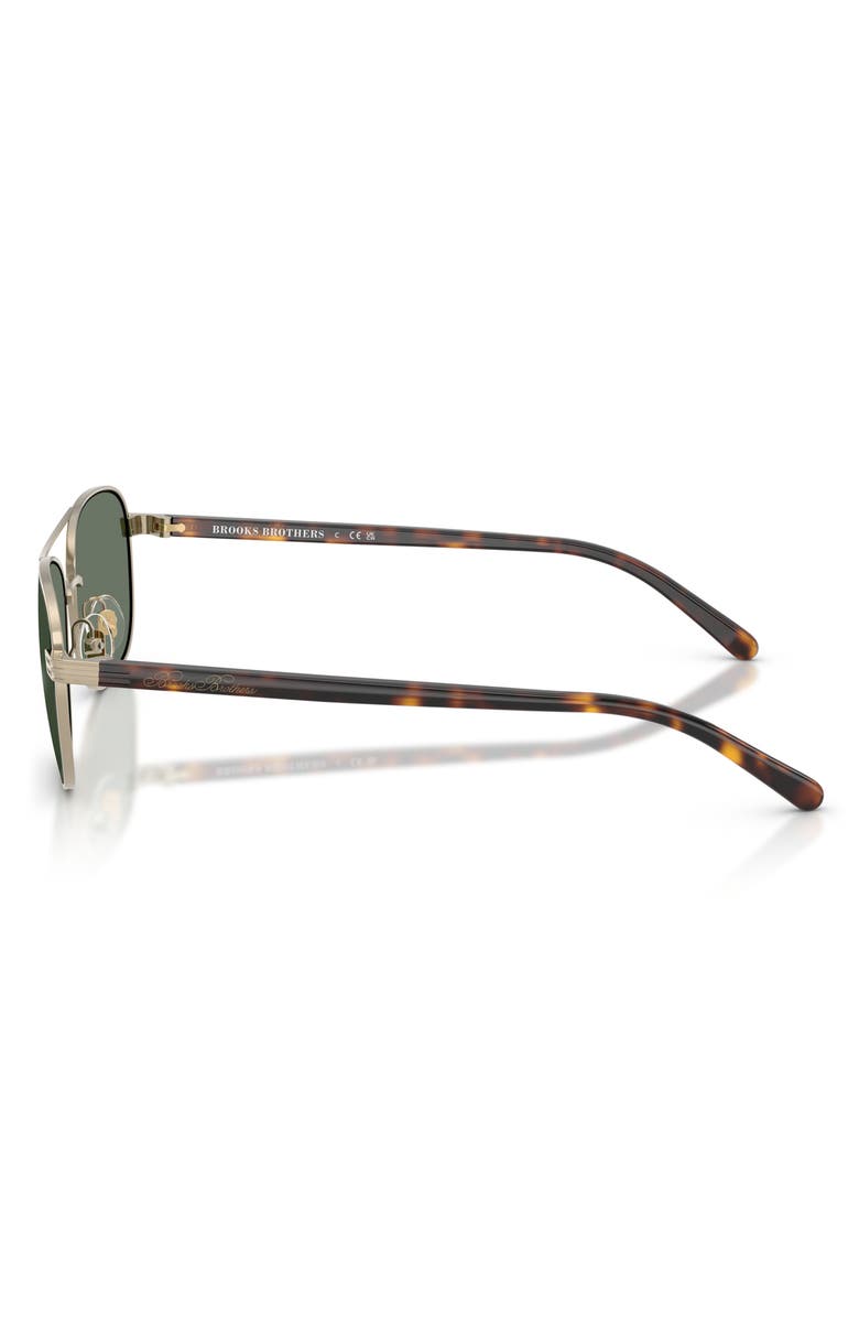 Brooks Brothers 56mm Pilot Sunglasses, Alternate, color, Matte Gold / Green