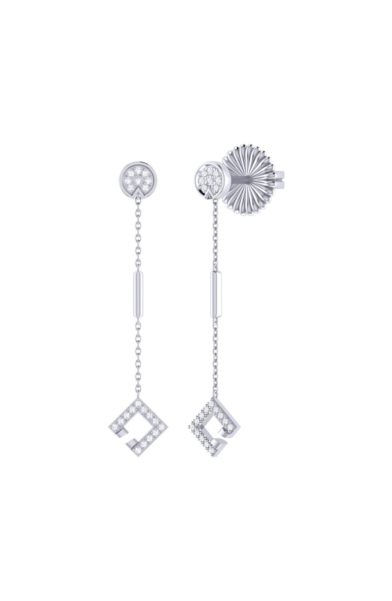 LuvMyJewelry Straight Lace Square Street Sterling Silver Diamond Earring, Main, color,