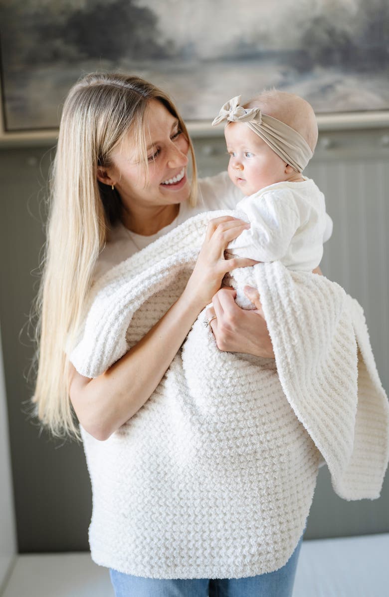 SARANONI Waffle Receiving Blanket, Alternate, color, Ivory