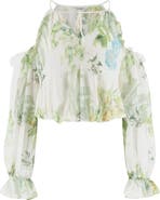 GUESS Emily Floral Cold Shoulder Top