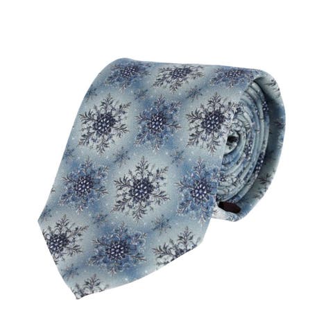 Big and Tall Clarence The Classy Snowflake Silk Holiday Necktie