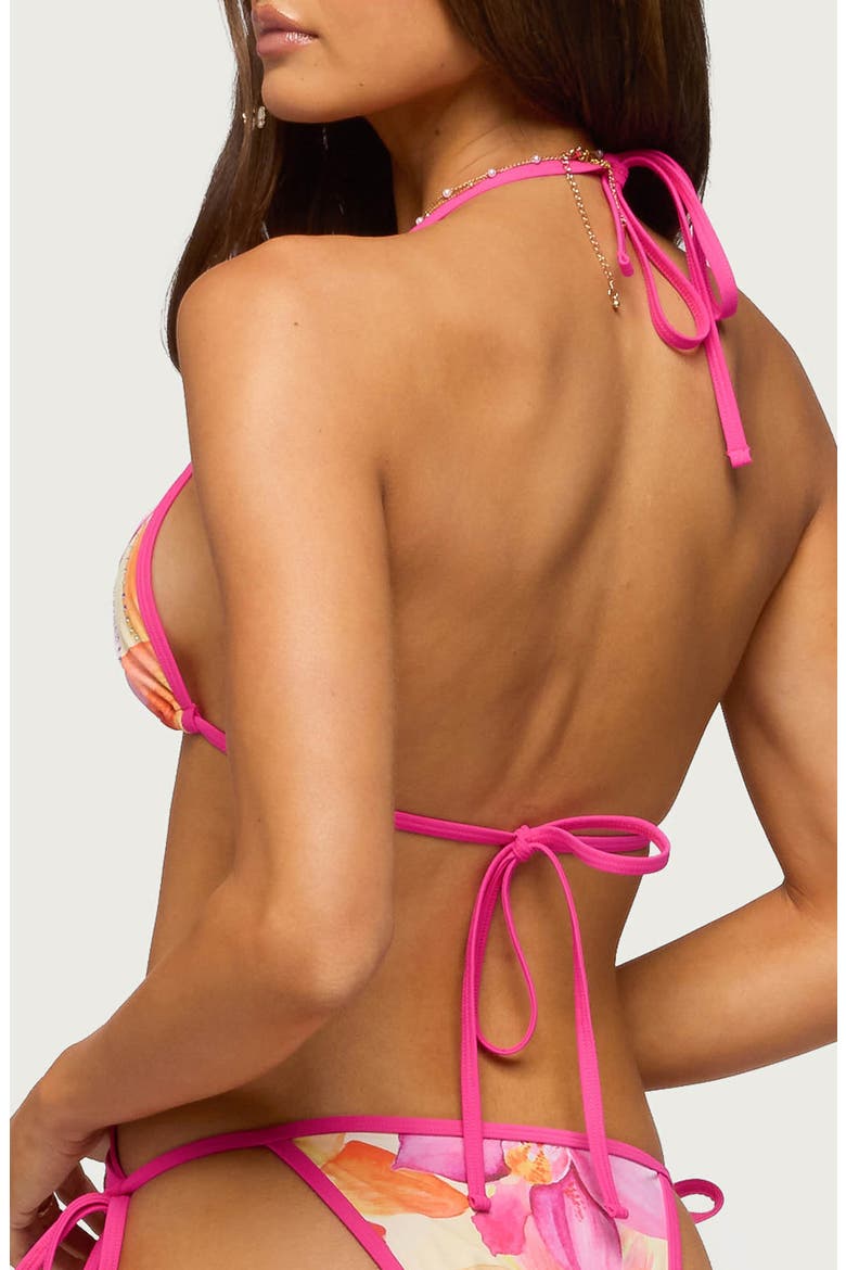 Hanai Floral Rhinestone Triangle Bikini Top, Alternate, color, PINK