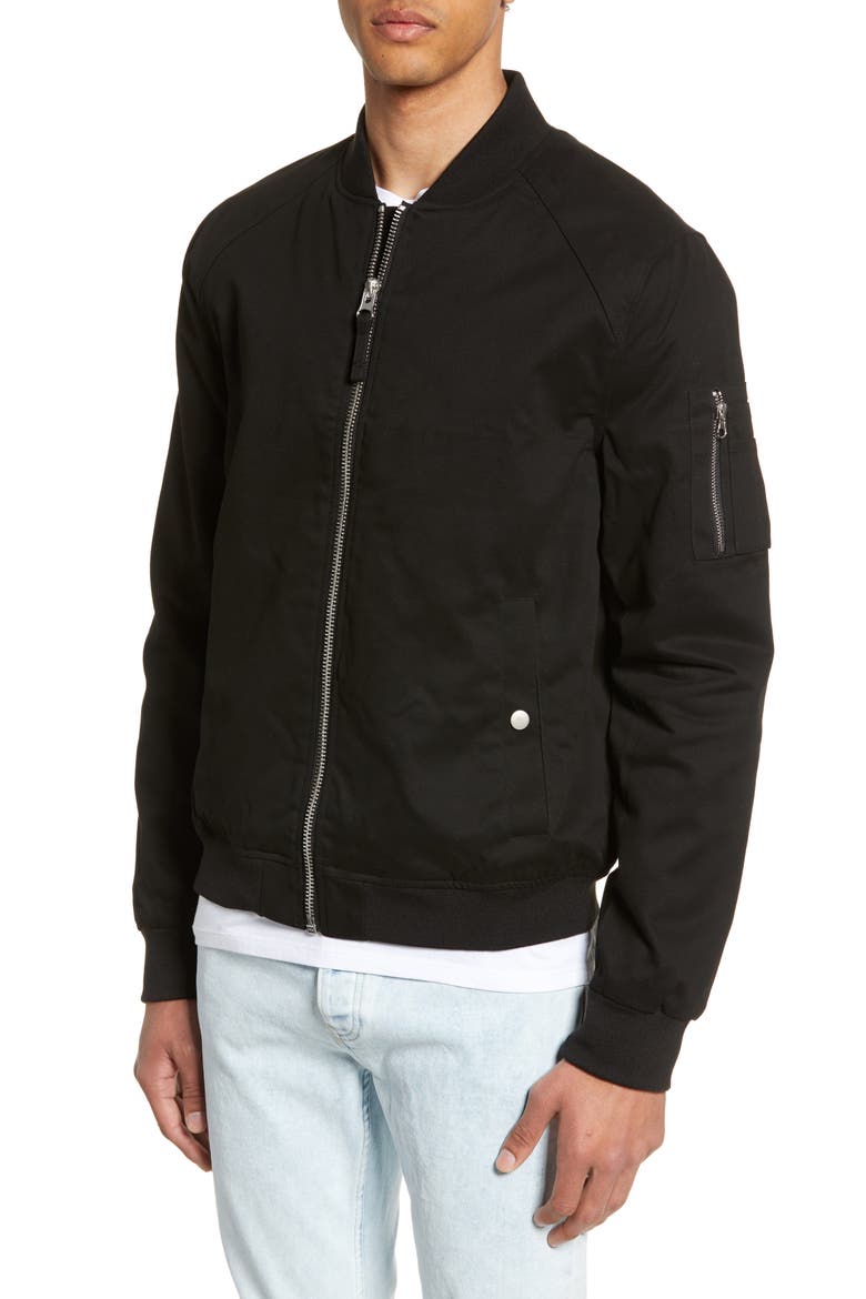 Woven Bomber Jacket, Alternate, color, BLACK