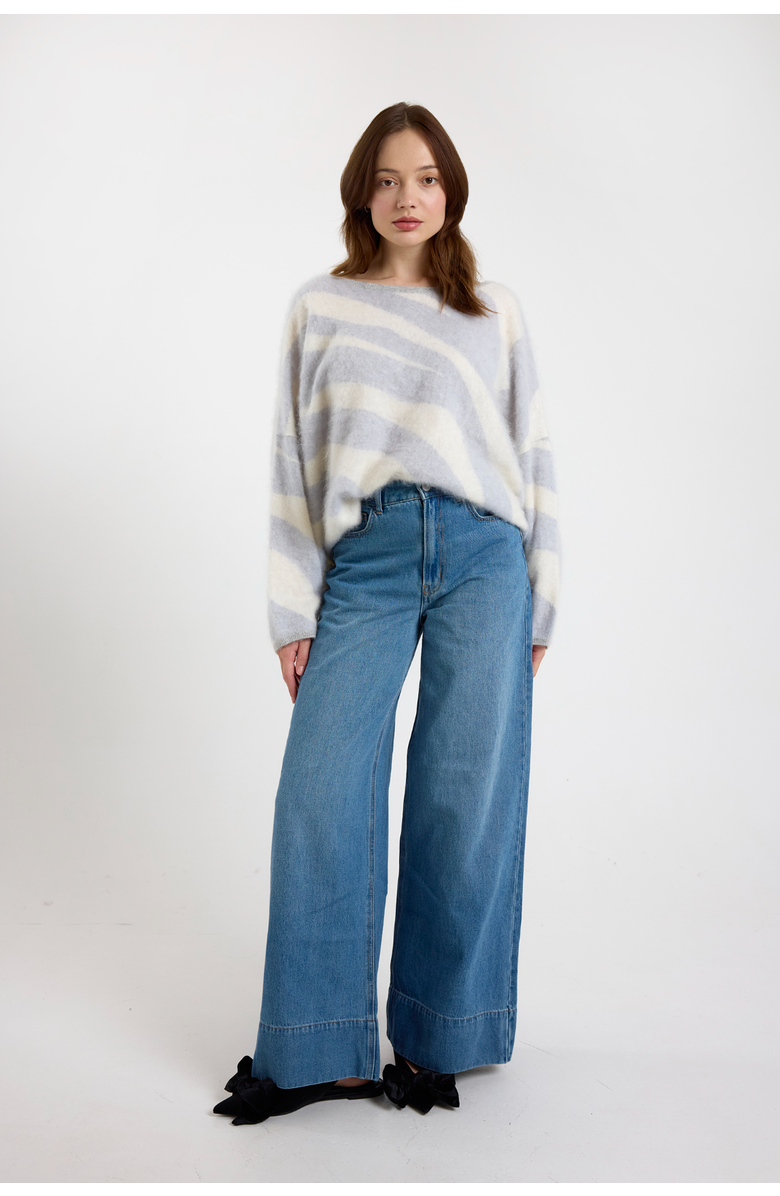 Brodie Pure Cashmere Brushed Crew Neck 100% Cashmere Sweater, Alternate, color, Jasmine White