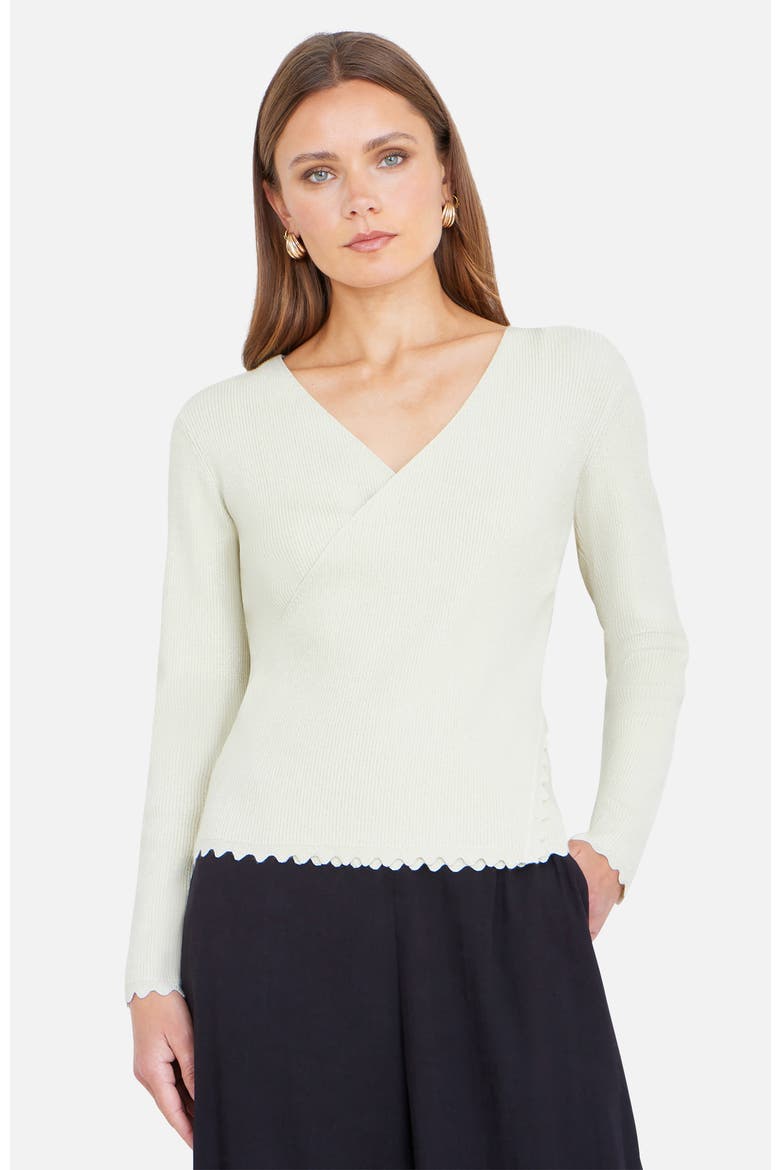 Metallic Thread Rib Wrap Knitted Top, Main, color, Ivory