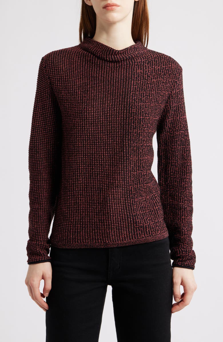 NIC+ZOE Pixel Knit Funnel Neck Sweater, Main, color, Red Mix
