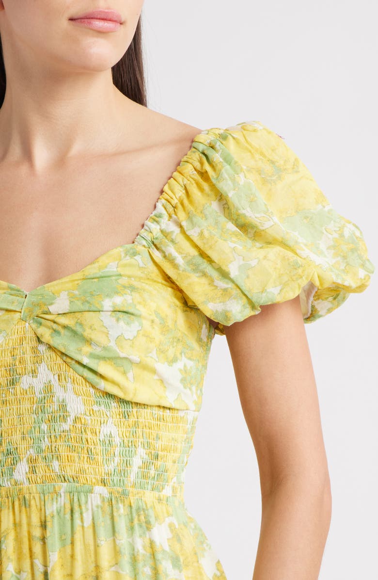 Free People Sundrenched Floral Tiered Maxi Sundress, Alternate, color, Butter Combo