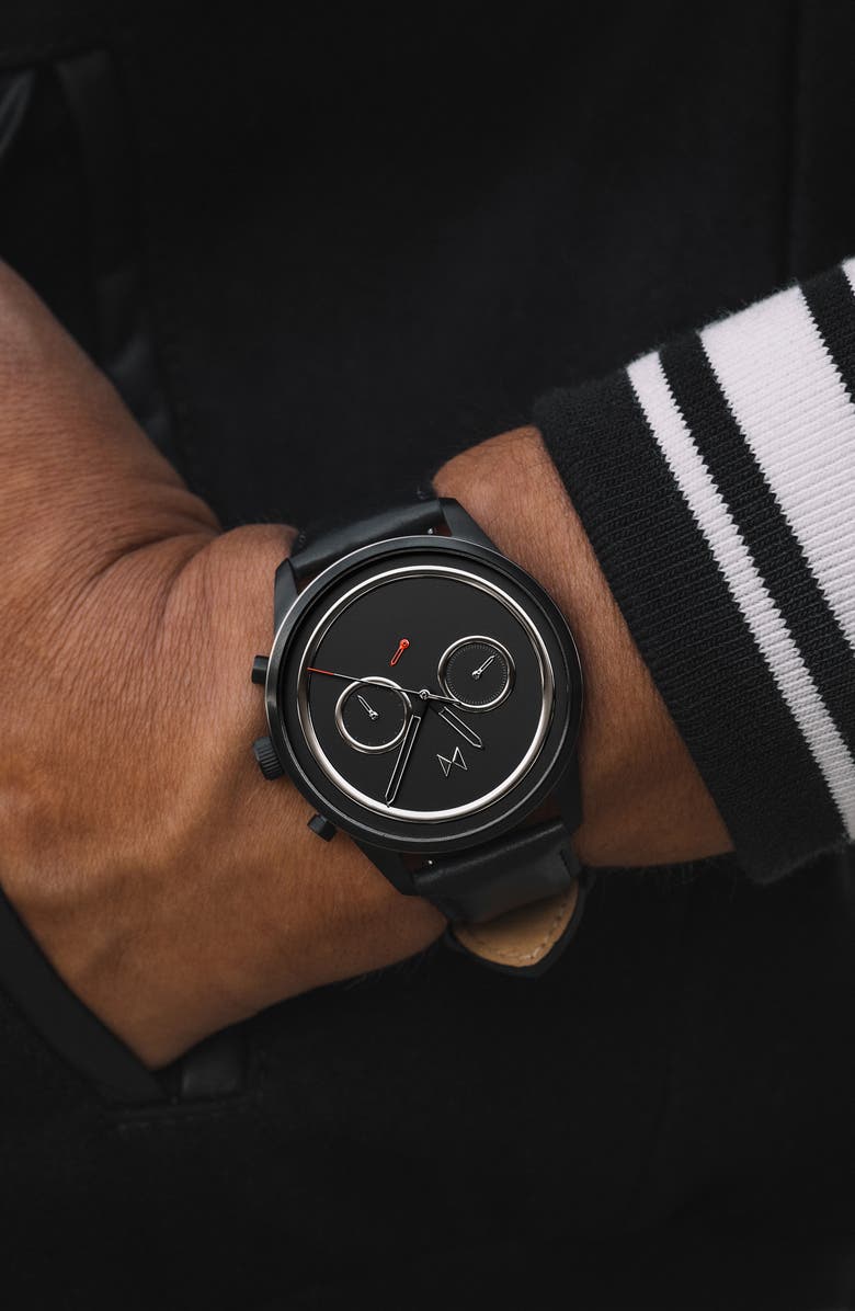 MVMT WATCHES MVMT Sportluxe Chronograph Leather Strap Watch, 43mm, Alternate, color, 