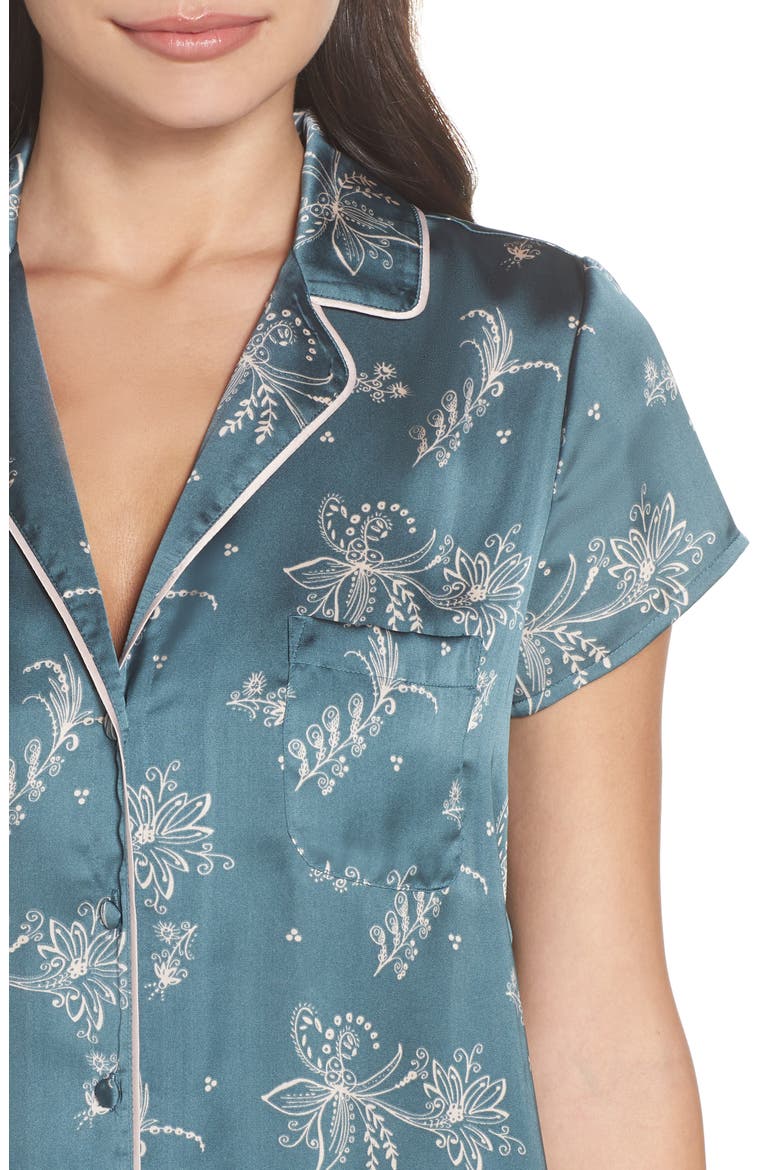 Satin Pajamas, Alternate, color, BLUE GOBLIN FLIRTY FLORAL