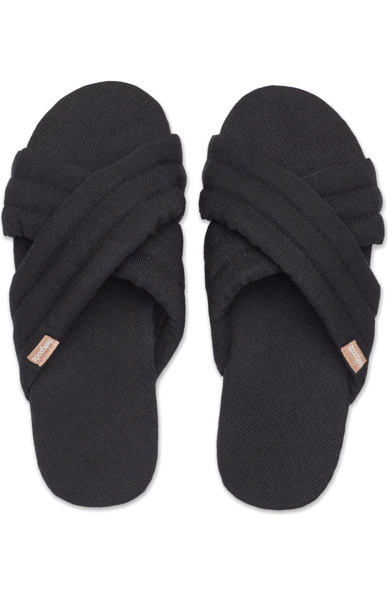 Feelgoodz Women's Quilted Cross-Strap Slipper / House Shoes, Alternate, color, Roxborough