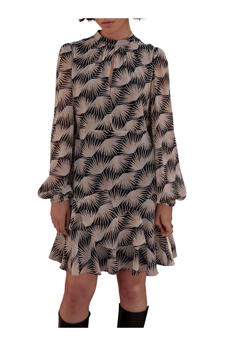 MINT VELVET Geo Print Mini Dress, Main, color, Black