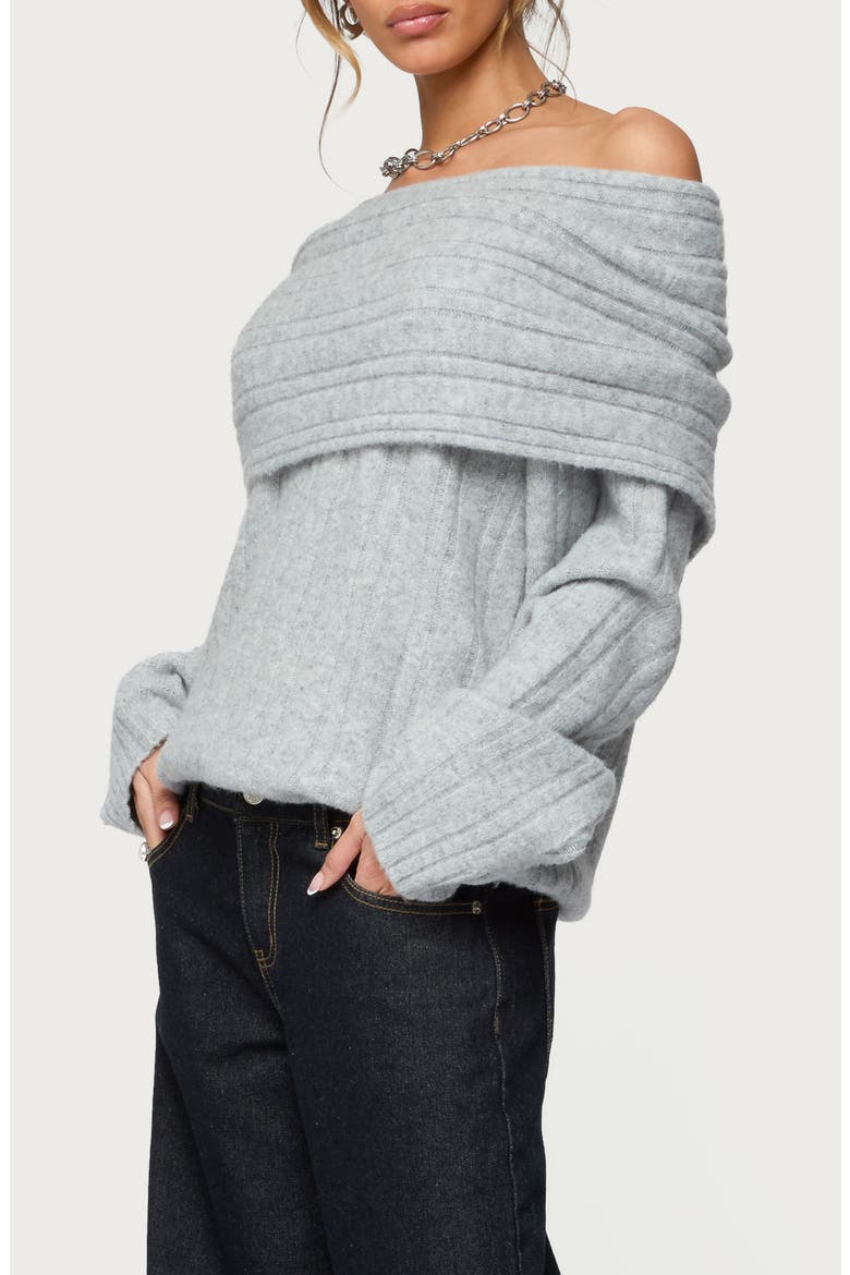 Kadenna Oversize Off the Shoulder Sweater, Alternate, color, LIGHT-GRAY-MELANGE