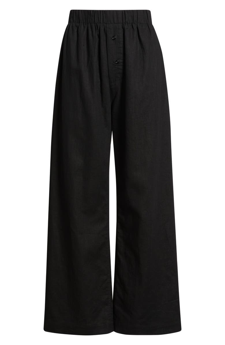 ARTLESS FOREVER Pull-On Linen & Cotton Wide Leg Pants, Alternate, color, Black