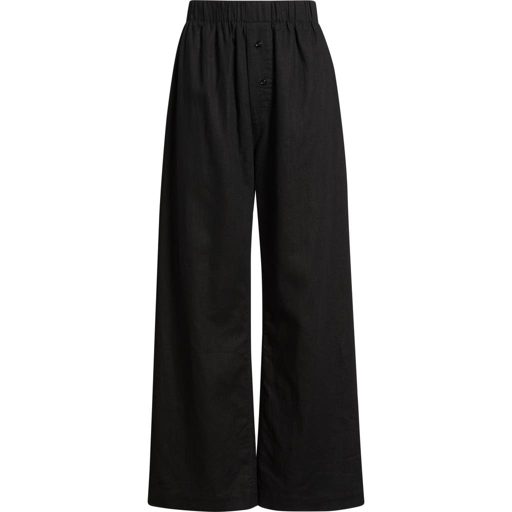 Artless Forever Pull-on Linen & Cotton Wide Leg Pants In Black