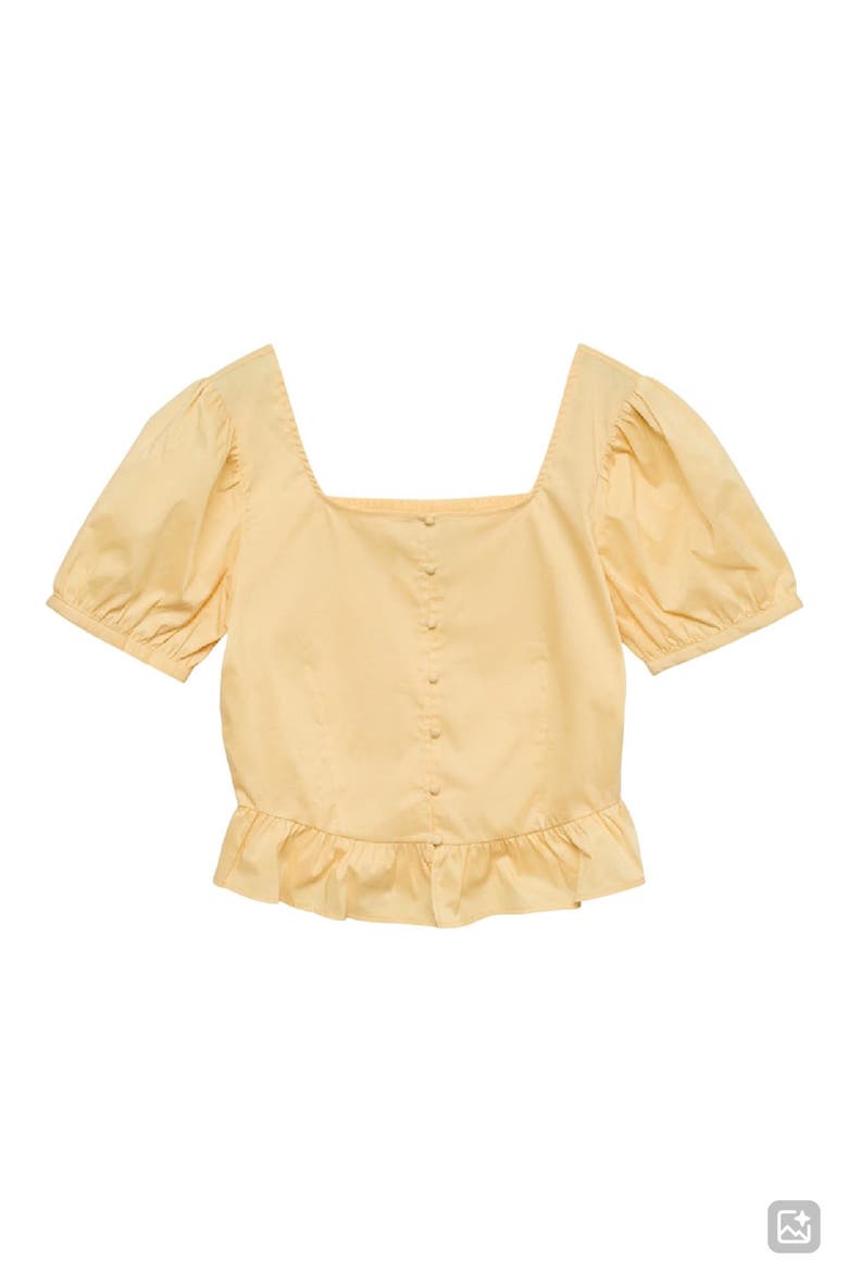 Friba Puff Sleeve Peplum Top, Alternate, color, GOLDEN HAZE