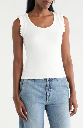 Cyrus Ruffle Tank Top In Brown