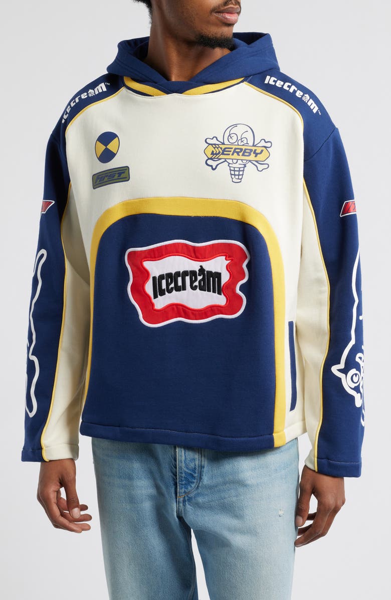 ICECREAM First Place Colorblock Pullover Hoodie, Main, color, Whisper White