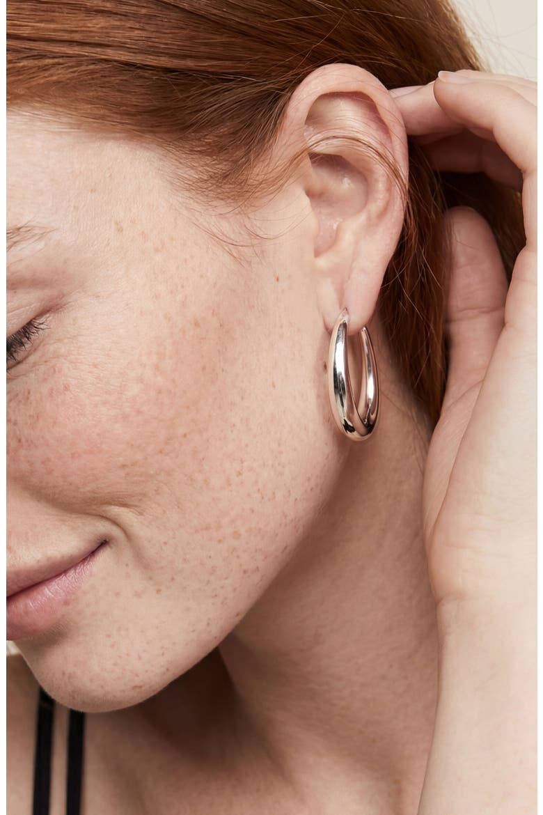 Set of 3 Hoop Earrings, Alternate, color, SILVER