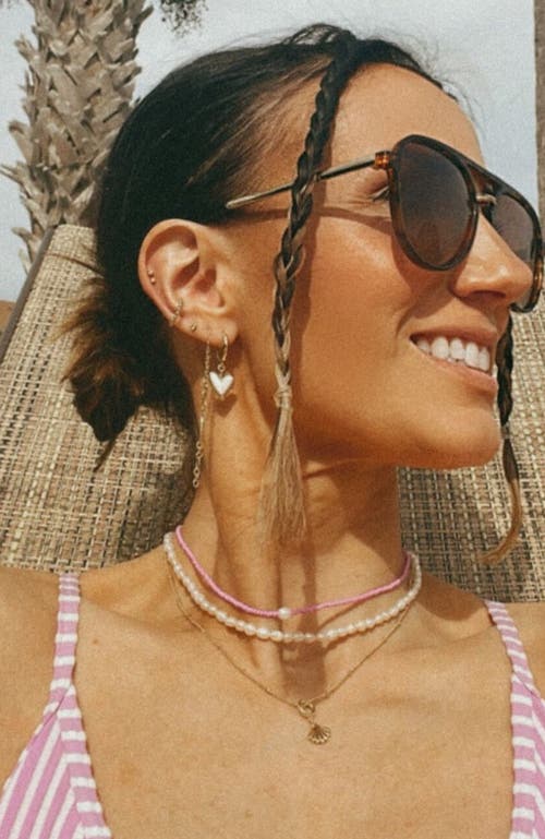 Nickel & Suede Sweetheart Huggie Earrings In Gold