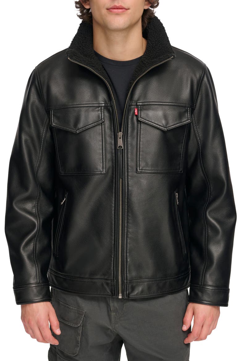 Faux Shearling Lined Rancher Jacket, Main, color, BLACK