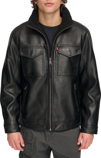 Levi's Black Leather sale Hoodie Jacket