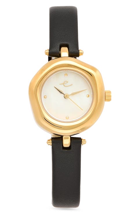 Open Circle Leather Strap Watch, 30mm