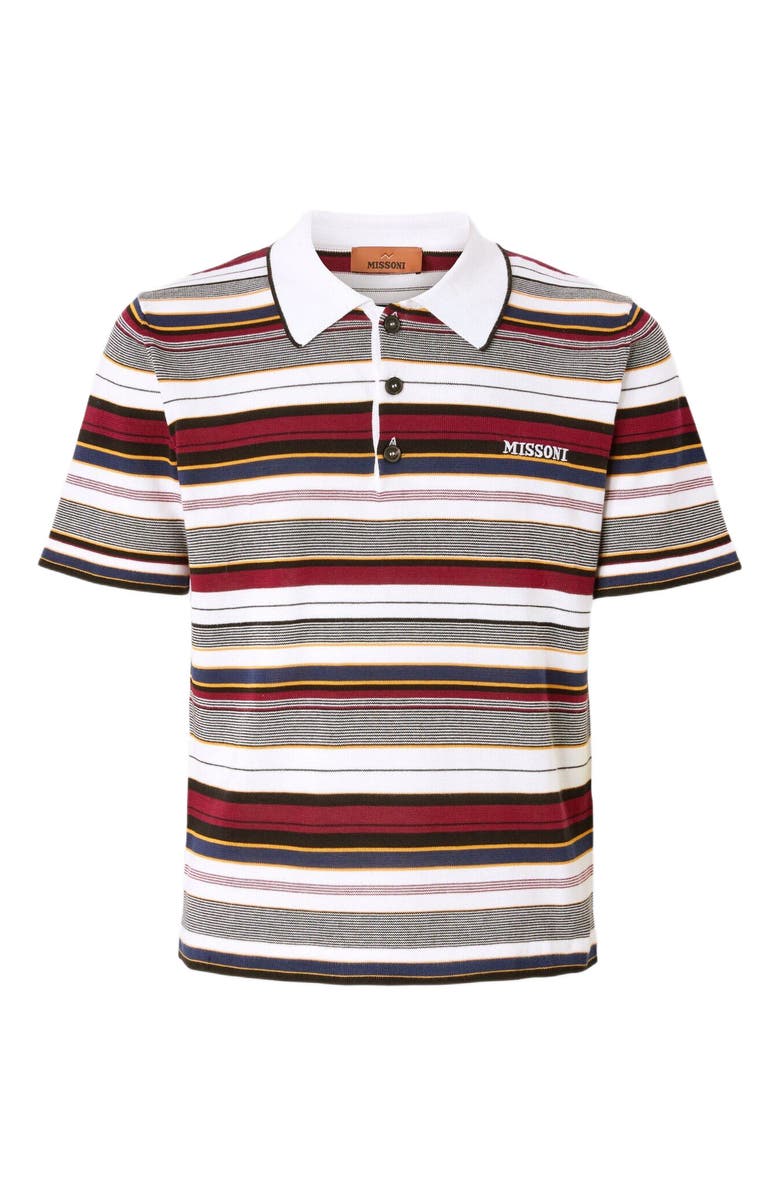 Missoni Striped Cotton Polo Shirt With Embroidered Logo Lettering, Alternate, color, Multicoloured