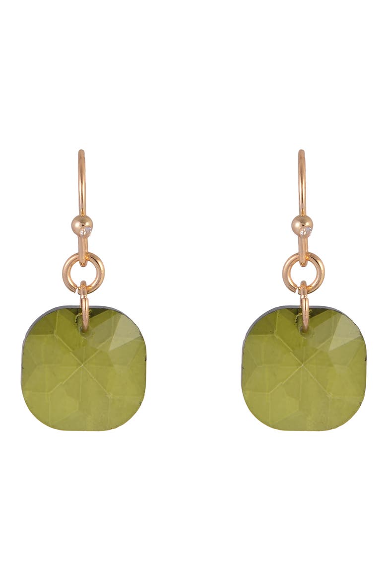 Cushion Cut Crystal Drop Earrings, Alternate, color, OLIVINE