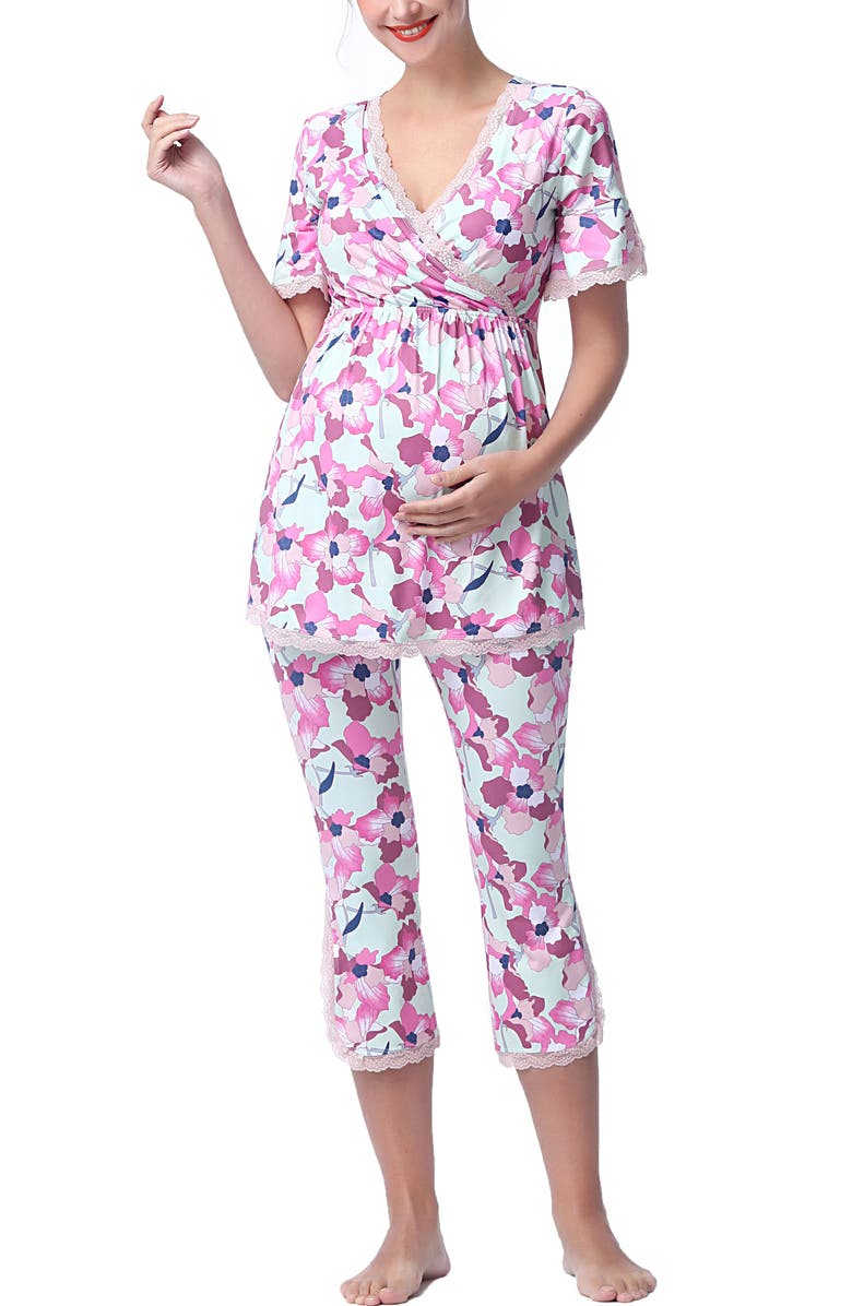 Kimi & Kai Koi Maternity Nursing 2-Piece Pajama Set, Main, color, Parfait Pink