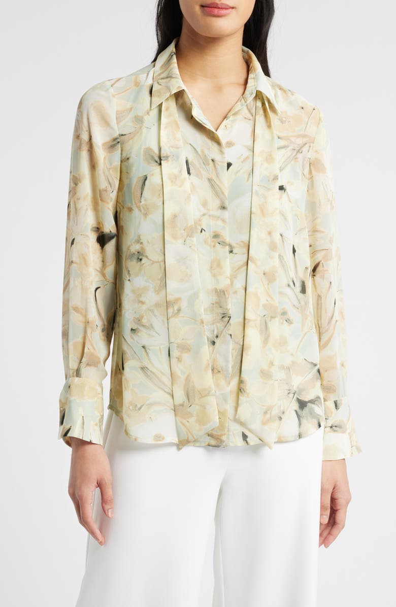Anne Klein Extended Cuff Button-Up Shirt, Main, color, 