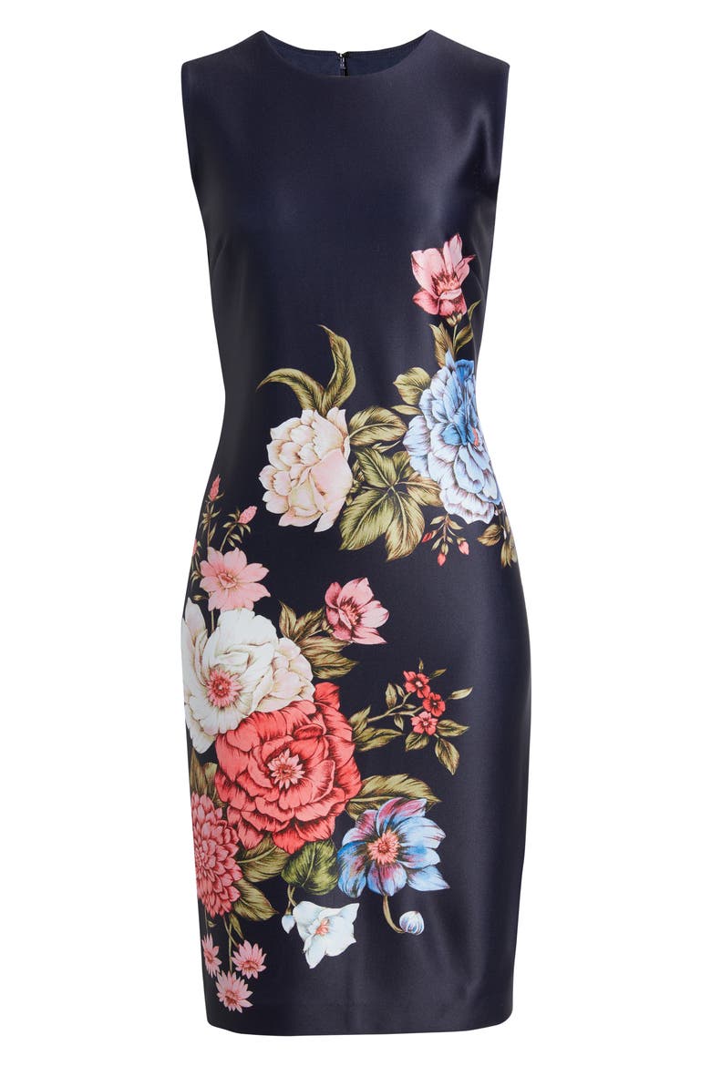 Floral Print Sleeveless Sheath Dress, Alternate, color, DEEP NAVY MULTI