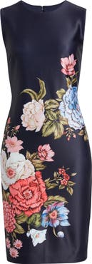 Anne Klein Floral Print Sleeveless Sheath Dress