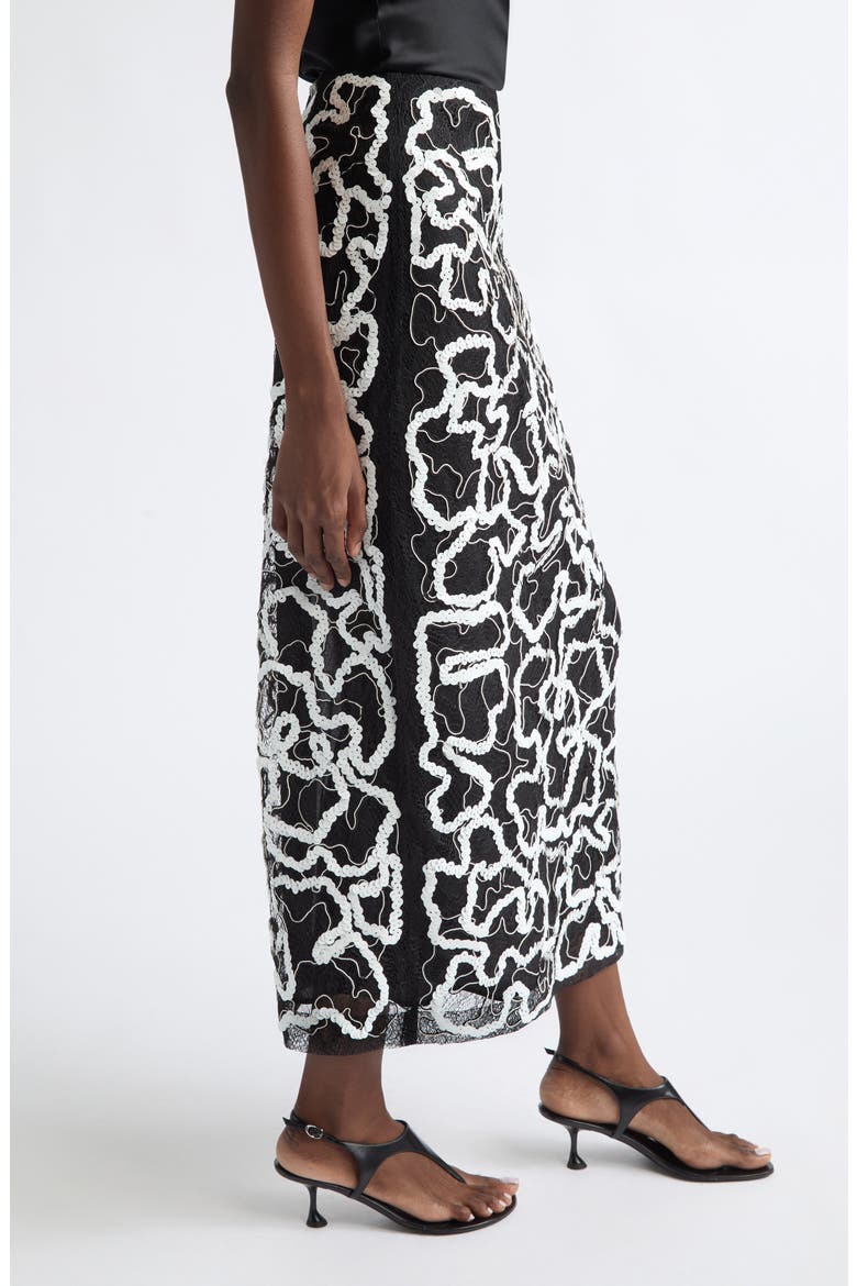 Maite Sequin Embellished Lace Skirt, Alternate, color, WHITE MULTI
