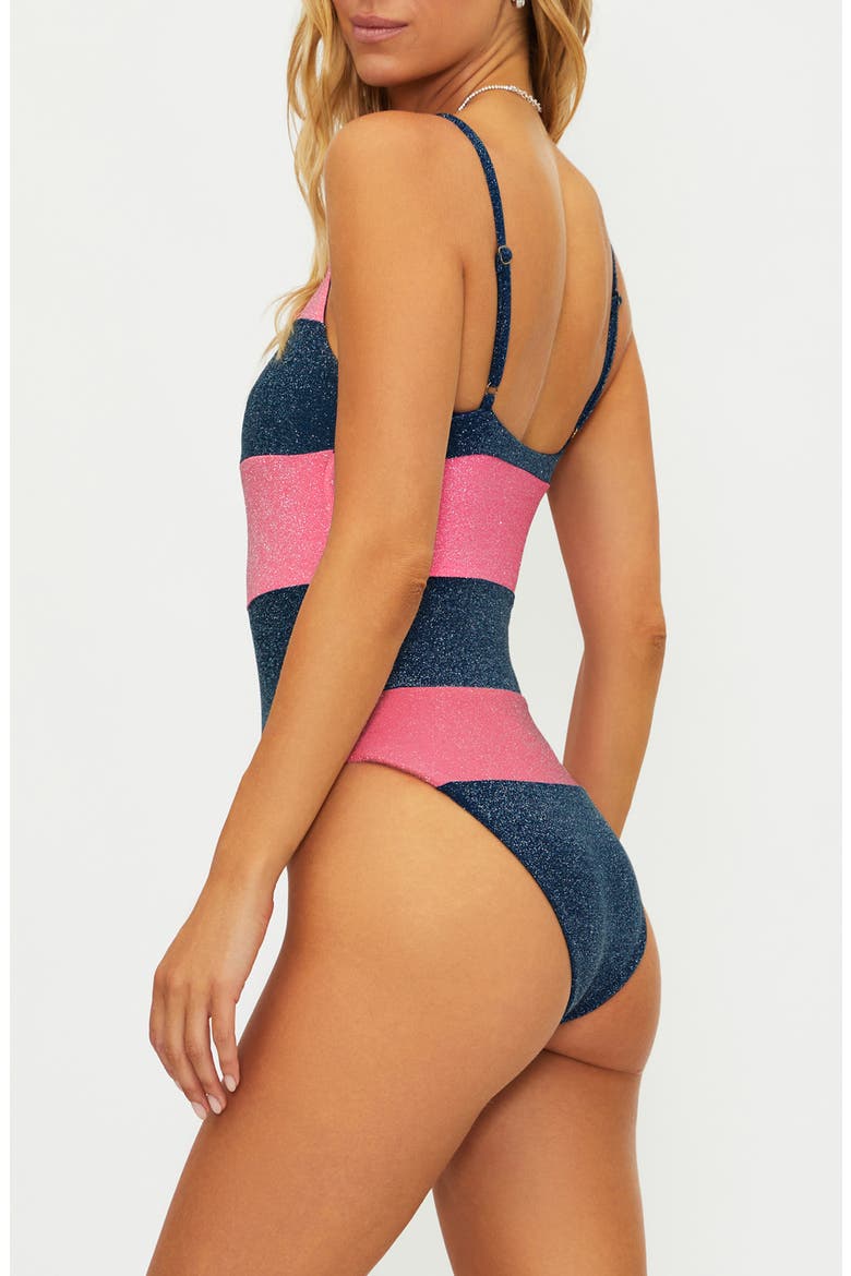 Calista Metallic One-Piece Swimsuit, Alternate, color, SEASHELL SHINE COLORBLOCK