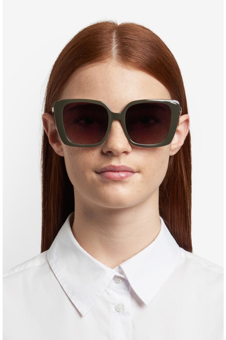 54mm Gradient Square Sunglasses, Alternate, color, KHAKI/ BROWN SF