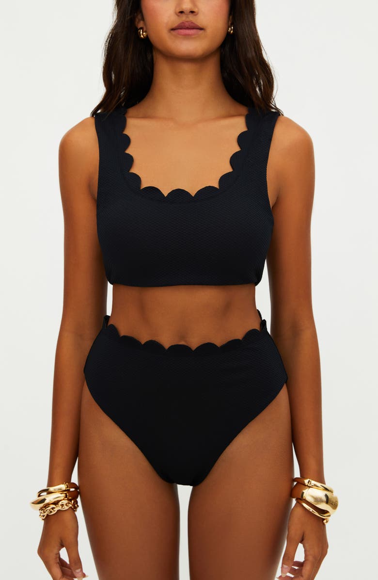 Beach Riot Madison Scallop Bikini Top, Alternate, color, Black