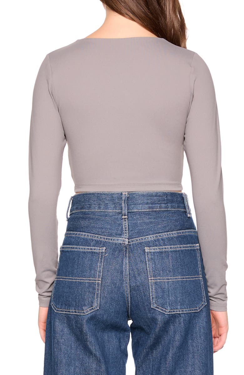 Susana Monaco Long Sleeve V-Neck Crop Top, Alternate, color, Pewter