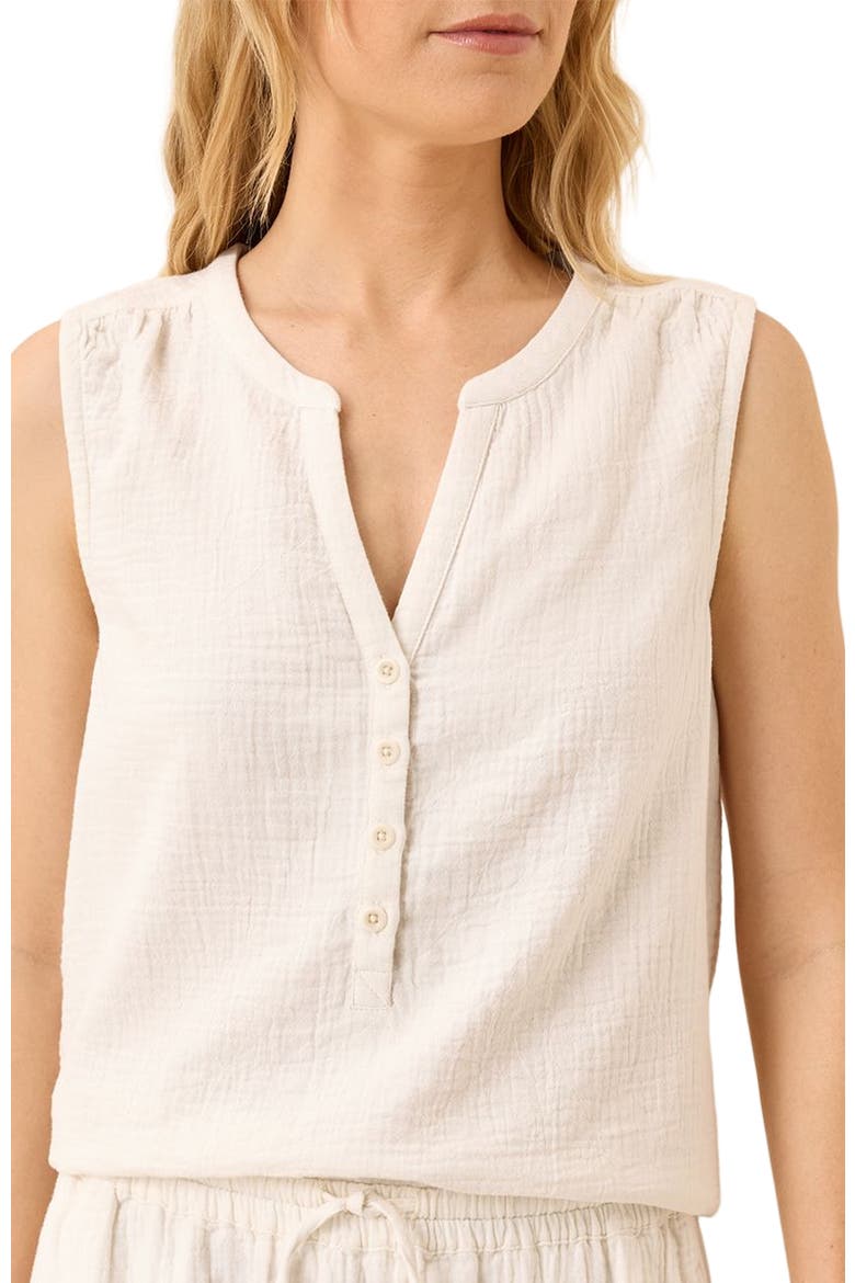 Organic Cotton Coastal Double Gauze Henley Tank, Alternate, color, Sea Salt