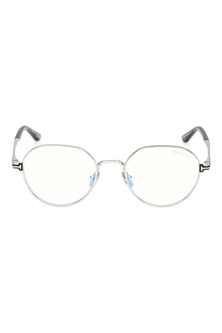 51mm Round Optical Glasses, Main, color, SHINY PALLADIUM / SHINY BLACK